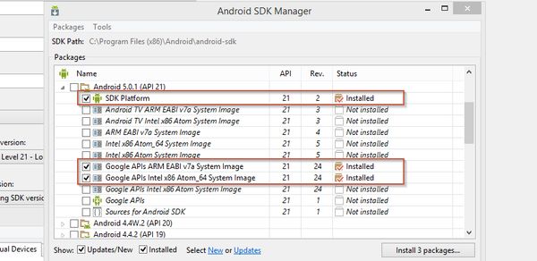 Android SDK Manager Install